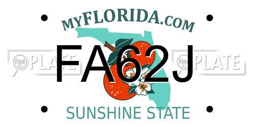 FA62J Florida License Plate