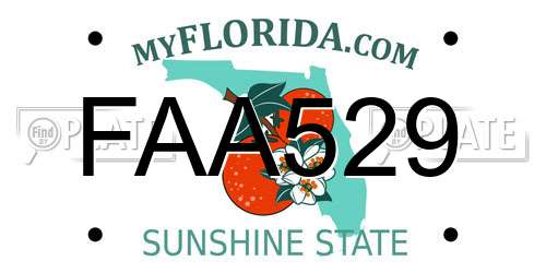 FAA529 Florida License Plate