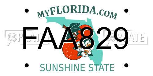 FAA829 Florida License Plate