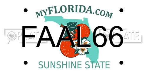 FAAL66 Florida License Plate