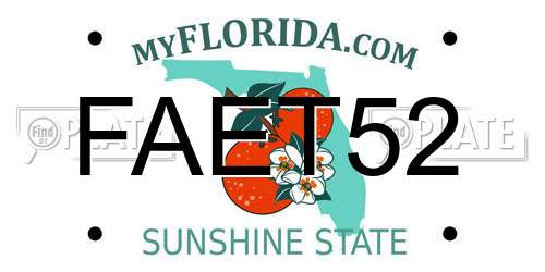 FAET52 Florida License Plate