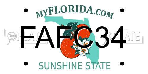 FAFC34 Florida License Plate