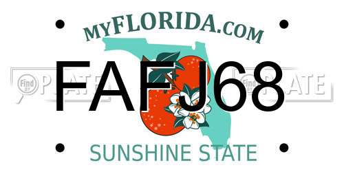 FAFJ68 Florida License Plate