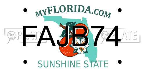 FAJB74 Florida License Plate