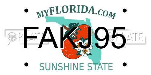 FAKJ95 Florida License Plate
