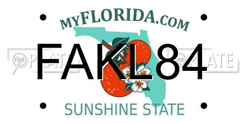 FAKL84 Florida License Plate