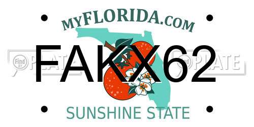 FAKX62 Florida License Plate