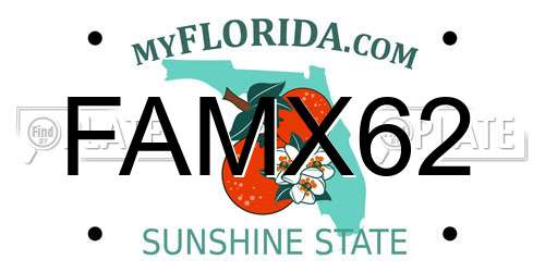 FAMX62 Florida License Plate