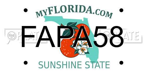 FAPA58 Florida License Plate
