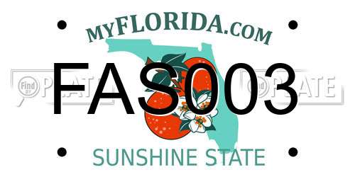 FAS003 Florida License Plate
