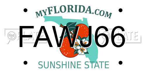 FAWJ66 Florida License Plate