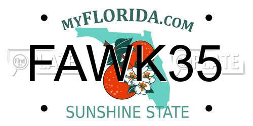 FAWK35 Florida License Plate