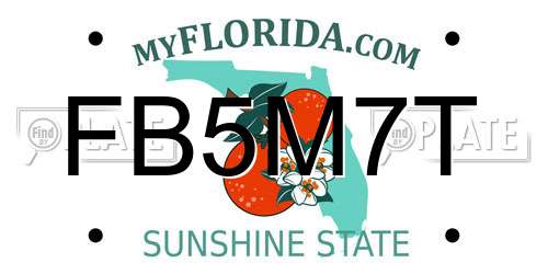 FB5M7T Florida License Plate