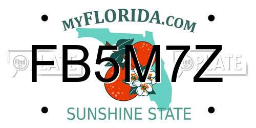 FB5M7Z Florida License Plate