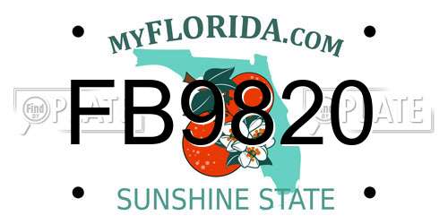 FB9820 Florida License Plate