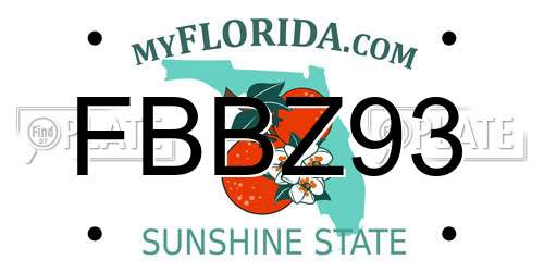 FBBZ93 Florida License Plate