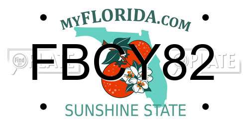 FBCY82 Florida License Plate