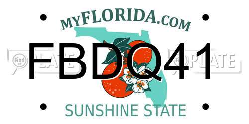 FBDQ41 Florida License Plate