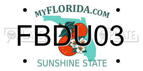 FBDU03 Florida License Plate