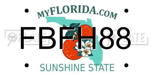 FBFH88 Florida License Plate