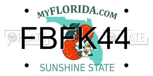 FBFK44 Florida License Plate