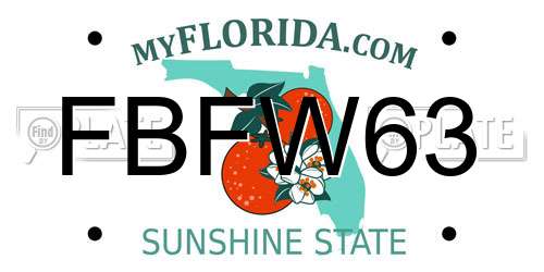 FBFW63 Florida License Plate