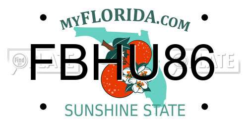 FBHU86 Florida License Plate