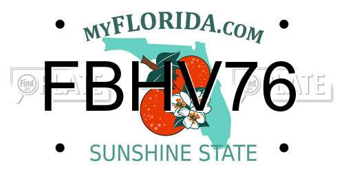 FBHV76 Florida License Plate