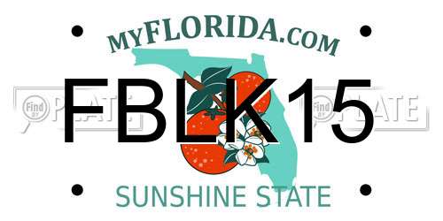 FBLK15 Florida License Plate
