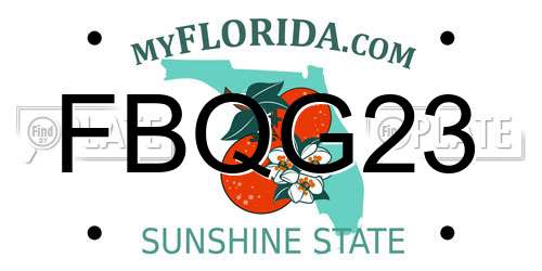 FBQG23 Florida License Plate