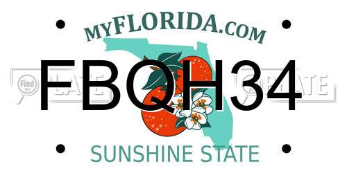 FBQH34 Florida License Plate