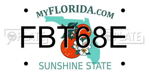 FBT68E Florida License Plate
