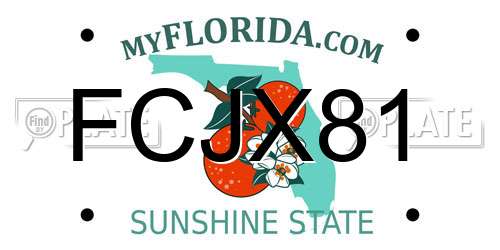 FCJX81 Florida License Plate