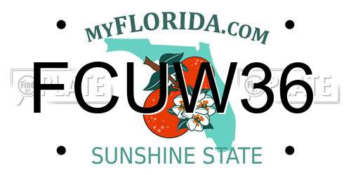 FCUW36 Florida License Plate