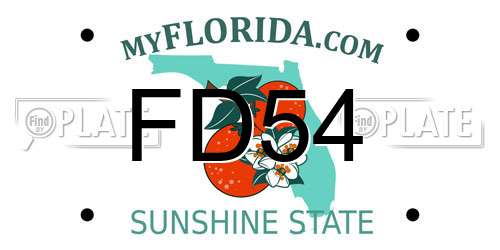 FD54 Florida License Plate