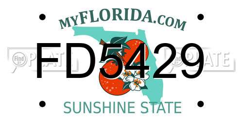 FD5429 Florida License Plate