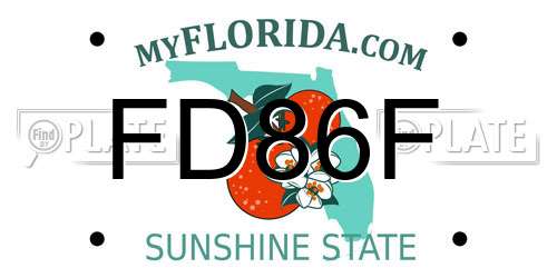 FD86F Florida License Plate