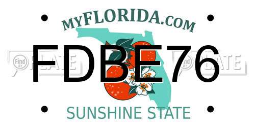 FDBE76 Florida License Plate