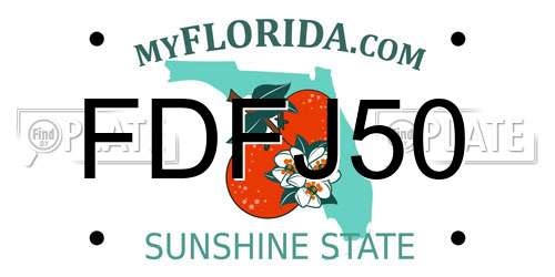 FDFJ50 Florida License Plate