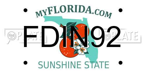 FDIN92 Florida License Plate