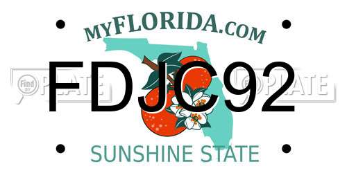 FDJC92 Florida License Plate