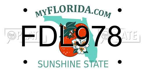 FDL978 Florida License Plate