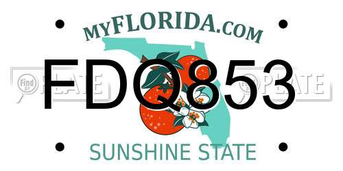 FDQ853 Florida License Plate