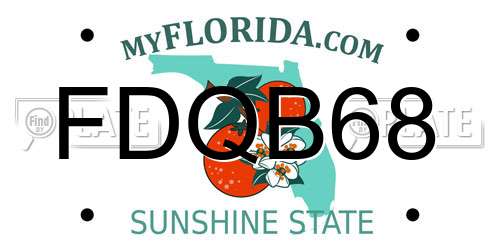 FDQB68 Florida License Plate
