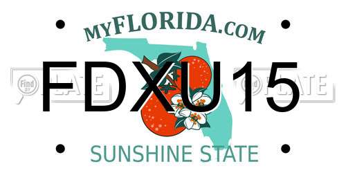 FDXU15 Florida License Plate