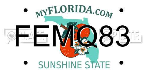 FEMQ83 Florida License Plate