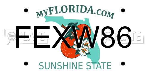 FEXW86 Florida License Plate