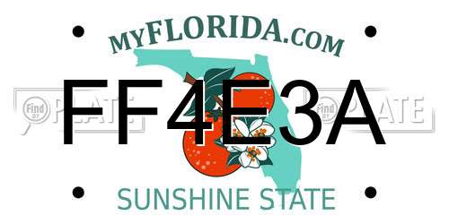 FF4E3A Florida License Plate