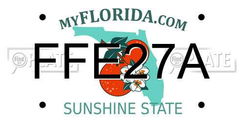 FFE27A Florida License Plate