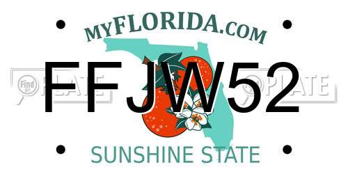 FFJW52 Florida License Plate